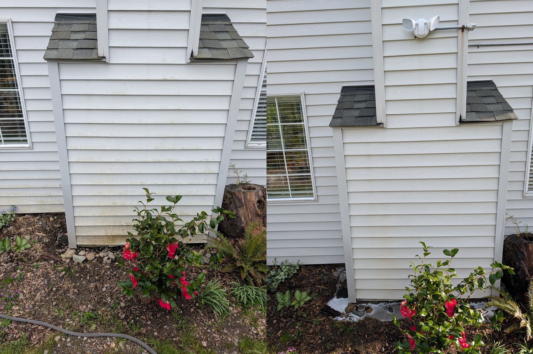 House wash before and after - vinyl siding cleaning