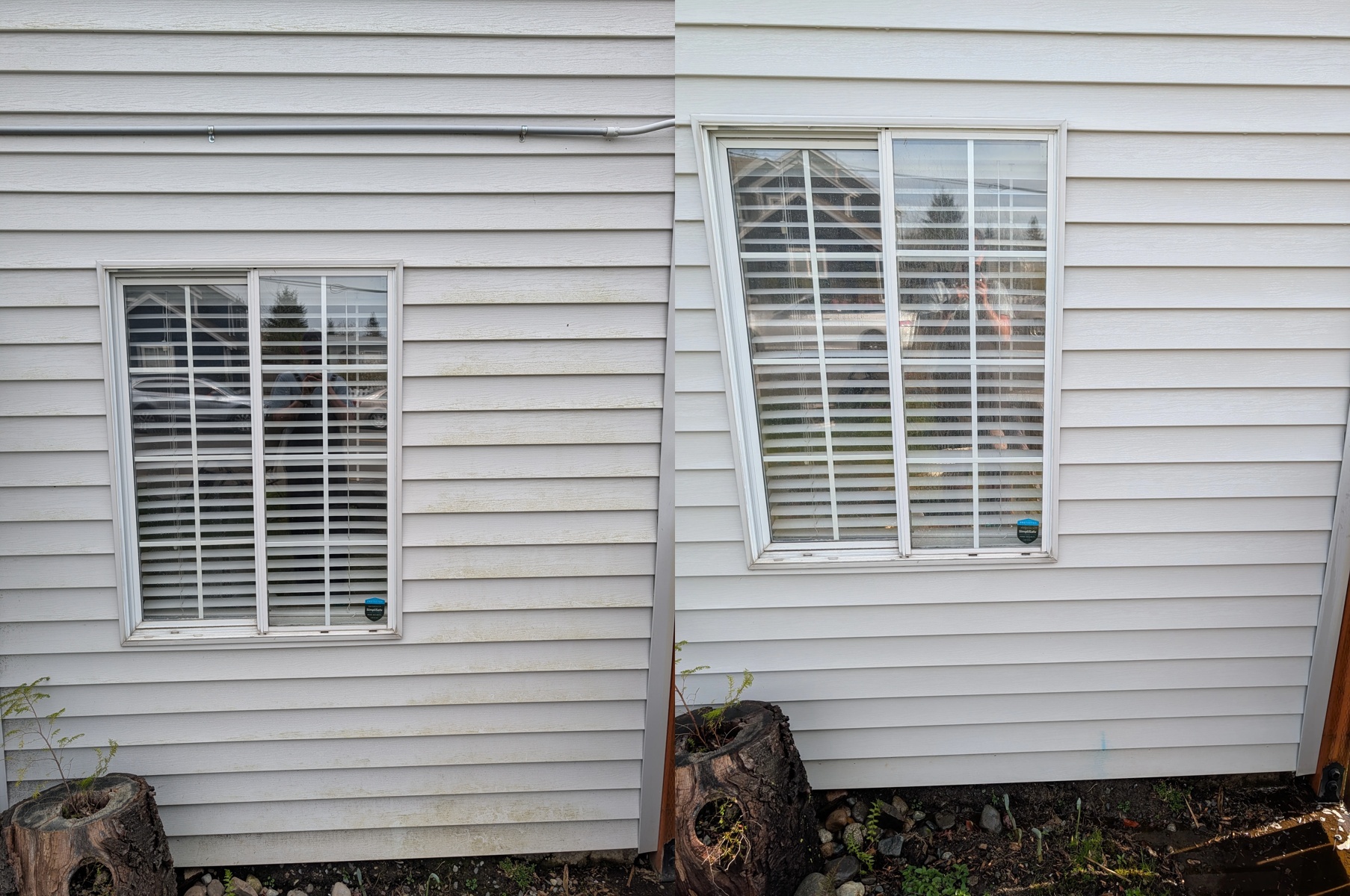 Window and siding cleaning before and after